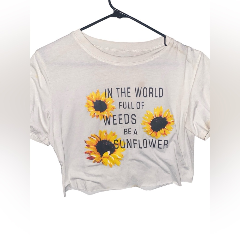 Women’s Sunflower Graphic White Crop Top